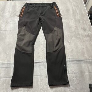 Gash Hao Snow Pants Mens Sz 34X32 Black Softshell Waterproof Fleece Lined